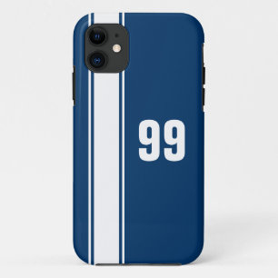 Blue & White Stripe Jersey Genummerde iPhone Case