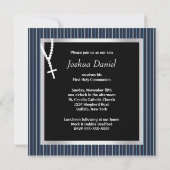 Blue White Stripe Rosary Boys First Communion Kaart (Achterkant)