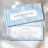 Blue White Stripe Vintage Bow Gift Certificate