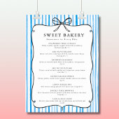 Blue White Stripe Vintage Bow Price List Poster