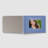 Blue White Striped Afstuderen Senior Photo Gastenboek (Volledig)