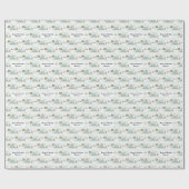 Blue White Striped Construction Digger Foto Name Cadeaupapier (Vlak)