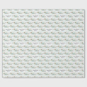 Blue White striped Construction Digger Text Name Cadeaupapier (Vlak)