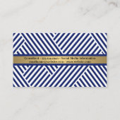 Blue White Striped Pattern | Goud metaal Visitekaartje (Achterkant)