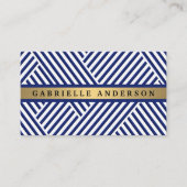 Blue White Striped Pattern | Goud metaal Visitekaartje (Voorkant)