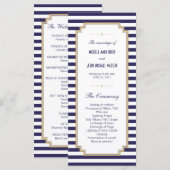 Blue White Striped Wedding Program Rack Kaarten (Voorkant / Achterkant)