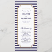 Blue White Striped Wedding Program Rack Kaarten (Voorkant)