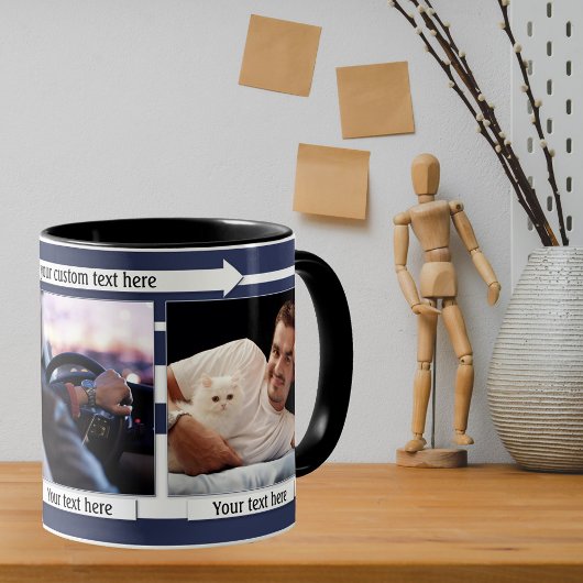 Blue White Striped Zijn foto Mok