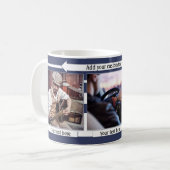 Blue White Striped Zijn foto Mok (Voorkant links)