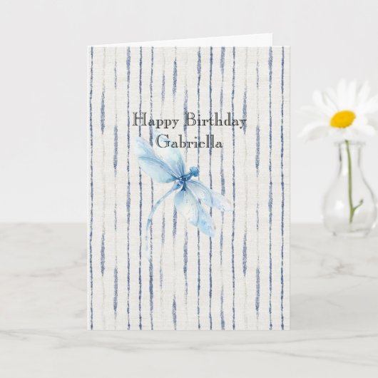 Blue White Stripes Dragonfly Believe Kaart (Kleine Plant)