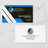 Blue White Stripes Futuristic Sales Manager Visitekaartje (Voorkant / Achterkant)