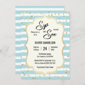 Blue White Stripes Gold Black BABY SIP en SEE Kaart (Voorkant / Achterkant)