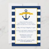 Blue White Stripes Gold Details Nautical Wedding | Kaart (Voorkant)