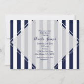 Blue & White Stripes Moderne Gestreepte Uitnodigin Kaart (Voorkant)