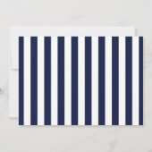Blue & White Stripes Moderne Gestreepte Uitnodigin Kaart (Achterkant)