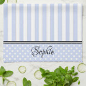 Blue & White Stripes Stippen Theedoek (Gevouwen)