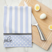 Blue & White Stripes Stippen Theedoek (Quarter Fold)