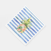 Blue White Stripes Tropical Floral Pineapple Servet (Hoek)