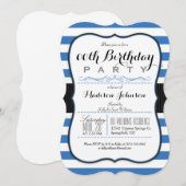 Blue & White Stripes verjaardagsfeestje Kaart (Voorkant / Achterkant)