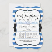 Blue & White Stripes verjaardagsfeestje Kaart (Voorkant)