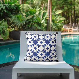 Blue White Summer Pattern Buitenkussen