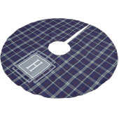 Blue white Tartan Monogram Kerstboom Rok (Gekanteld)