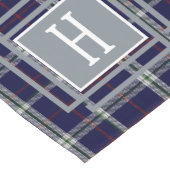 Blue white Tartan Monogram Korte Tafelloper (Hoek)