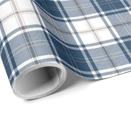 Blue White Tartan Pset Scottish Pattern Cadeaupapier (Rol Hoek)