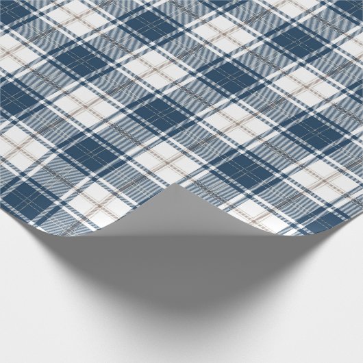Blue White Tartan Pset Scottish Pattern Cadeaupapier (Hoek)