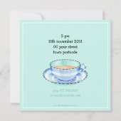 Blue White Teacup white Birthday Invitation Kaart (Achterkant)