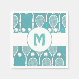 Blue & White Tennis Rackets Balls Player Name Cute Servet