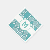 Blue & White Tennis Rackets Balls Player Name Cute Servet (Hoek)