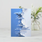 Blue & White Textured Art Wedding Invitation Kaart (Staand voorkant)