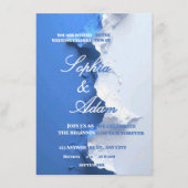 Blue & White Textured Art Wedding Invitation Kaart (Voorkant)