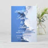 Blue & White Textured Art Wedding Invitation Save The Date (Staand voorkant)