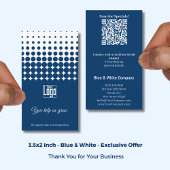 Blue White Thank You, QR Access to Special Offer Visitekaartje