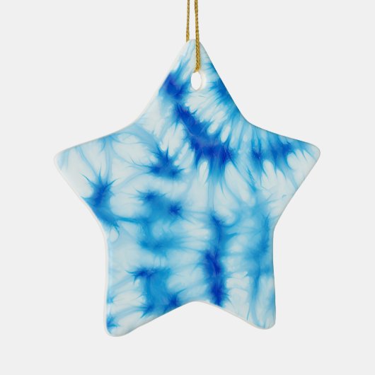 Blue White Tie Dye Keramisch Ornament (Rechts)