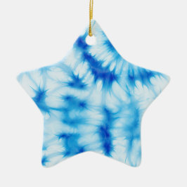 Blue White Tie Dye Keramisch Ornament