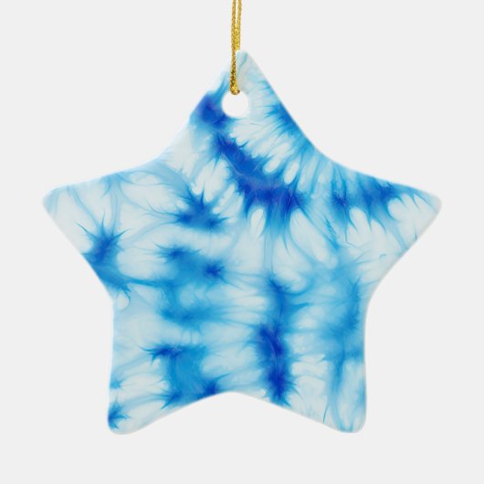 Blue White Tie Dye Keramisch Ornament (Voorkant)
