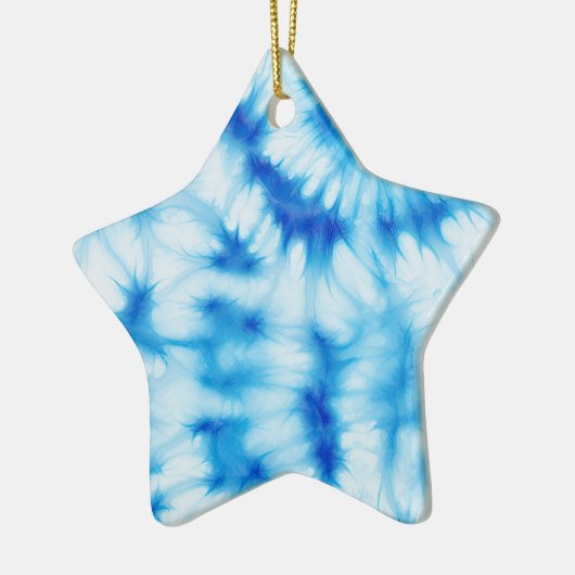 Blue White Tie Dye Keramisch Ornament (Links)