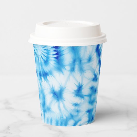 Blue White Tie Dye Papieren Bekers (Links)