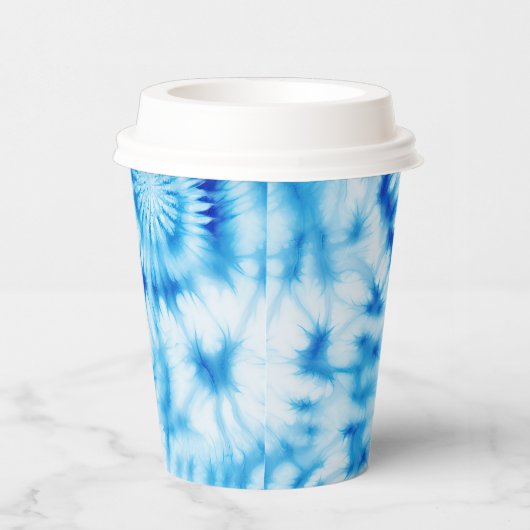 Blue White Tie Dye Papieren Bekers (Rechts)