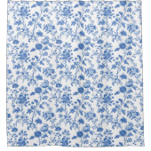 Blue White Toile Floral  Douchegordijn (Voorkant)