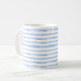 Blue White Trendy Waterverf Striped Koffiemok