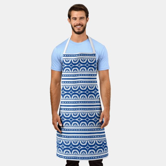 Blue White Tribal Pattern African Schort (Gedragen)