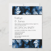 Blue White Tropical Palm Wedding Reception Kaart (Voorkant)