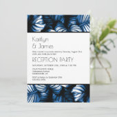 Blue White Tropical Palm Wedding Reception Kaart (Staand voorkant)