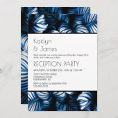 Blue White Tropical Palm Wedding Reception Kaart (Voorkant / Achterkant)