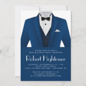 Blue White Tuxedo Mens Birthday Party Kaart (Voorkant)