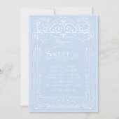 Blue & White  Victoriaans Deco Sweet 16 Party Kaart (Voorkant)